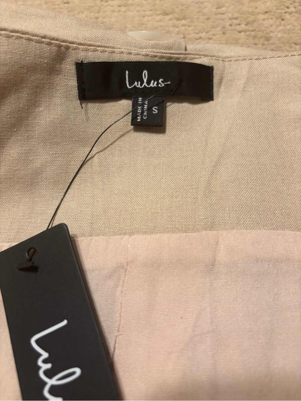 Lulu's Cream Sleeveless V-Neck Button Mini Dress - Picture 4 of 4